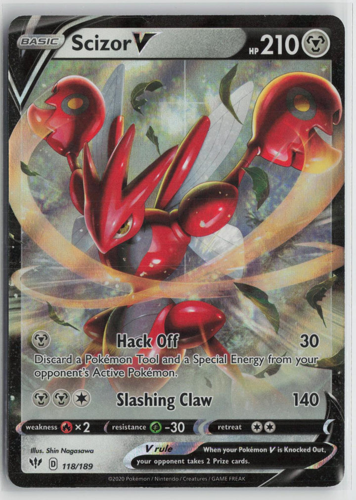 Scizor V 118/189 Holo V Rare Darkness Ablaze Pokemon NM0