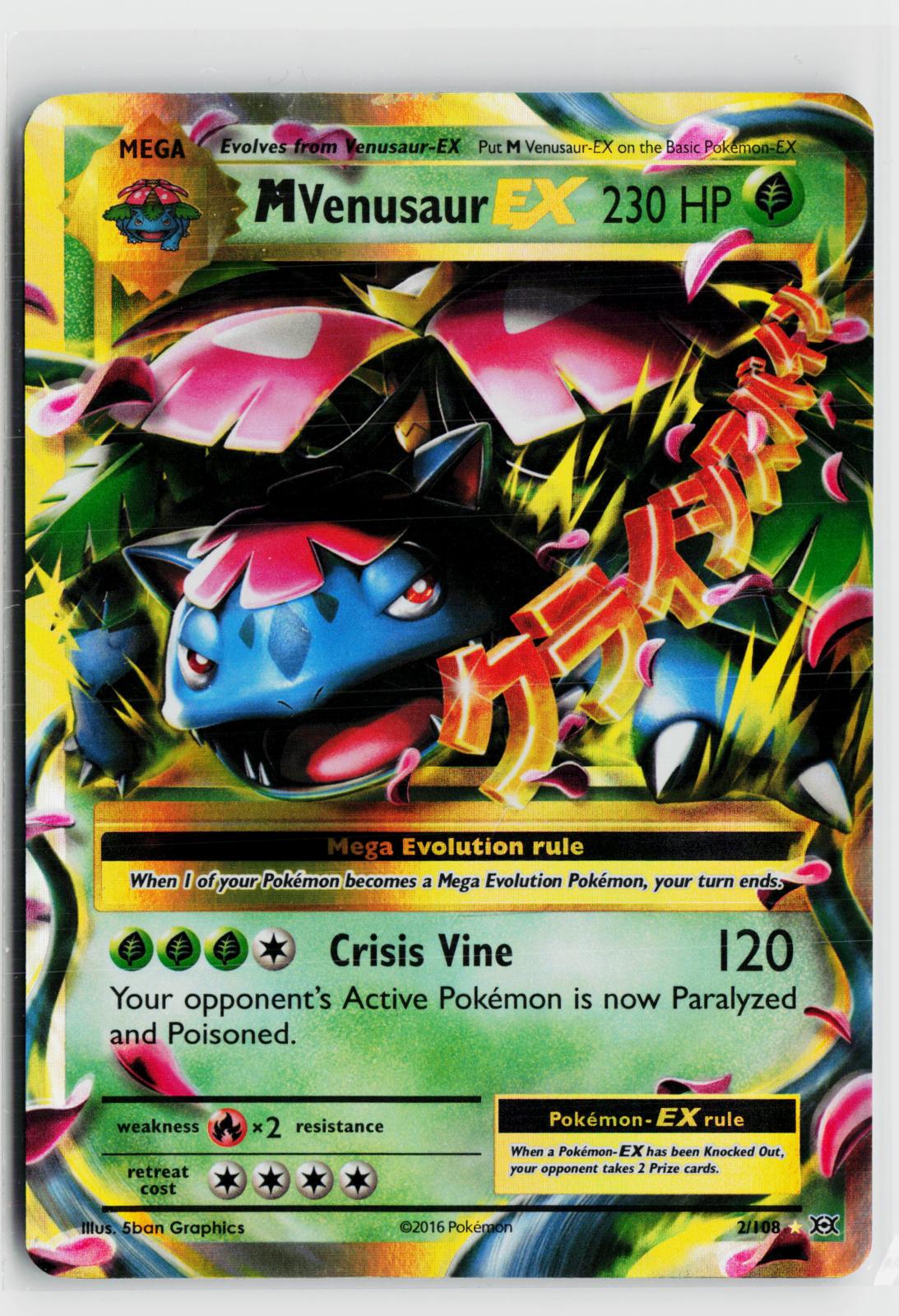 M Venusaur EX 2/108 Evolutions NM Holo EX Rare Pokemon