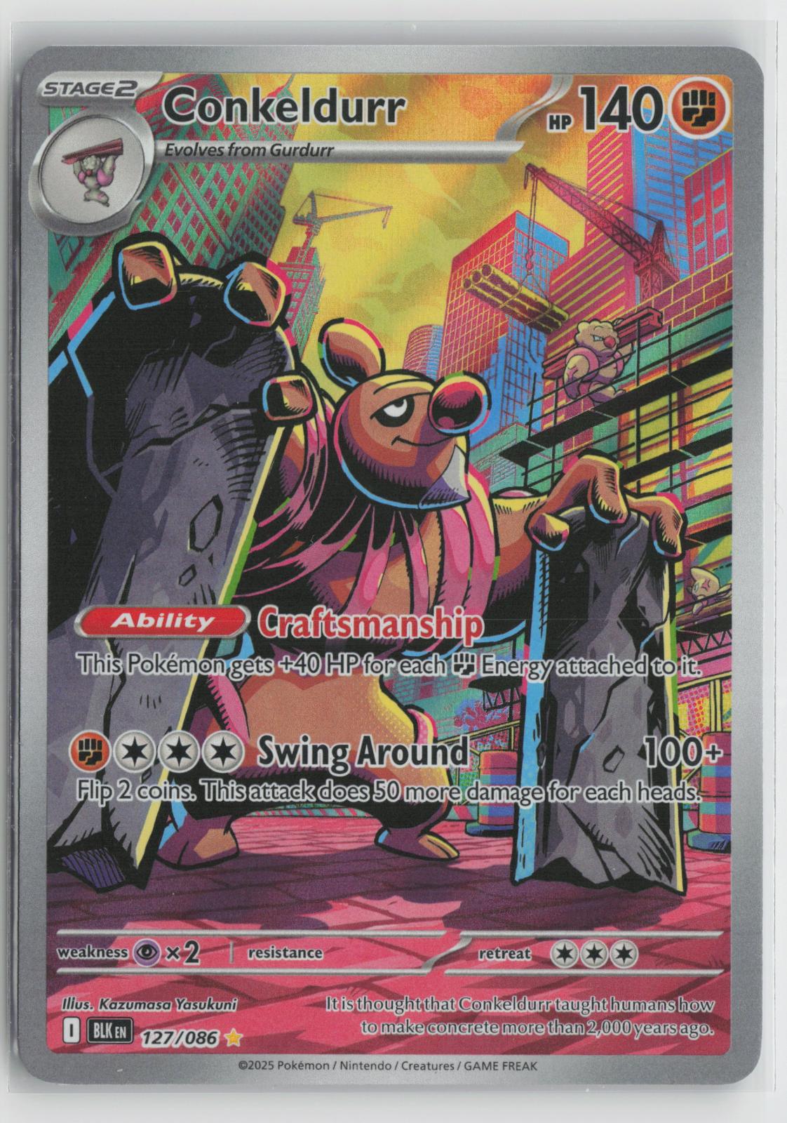 Conkeldurr 127/086 Black Bolt NM Holo Illustration Rare Pokemon