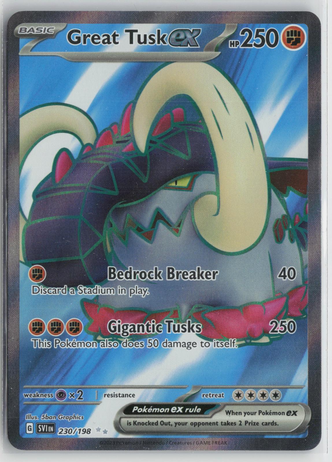 Great Tusk ex 230/198 Ultra Rare Scarlet & Violet Pokemon Holo NM