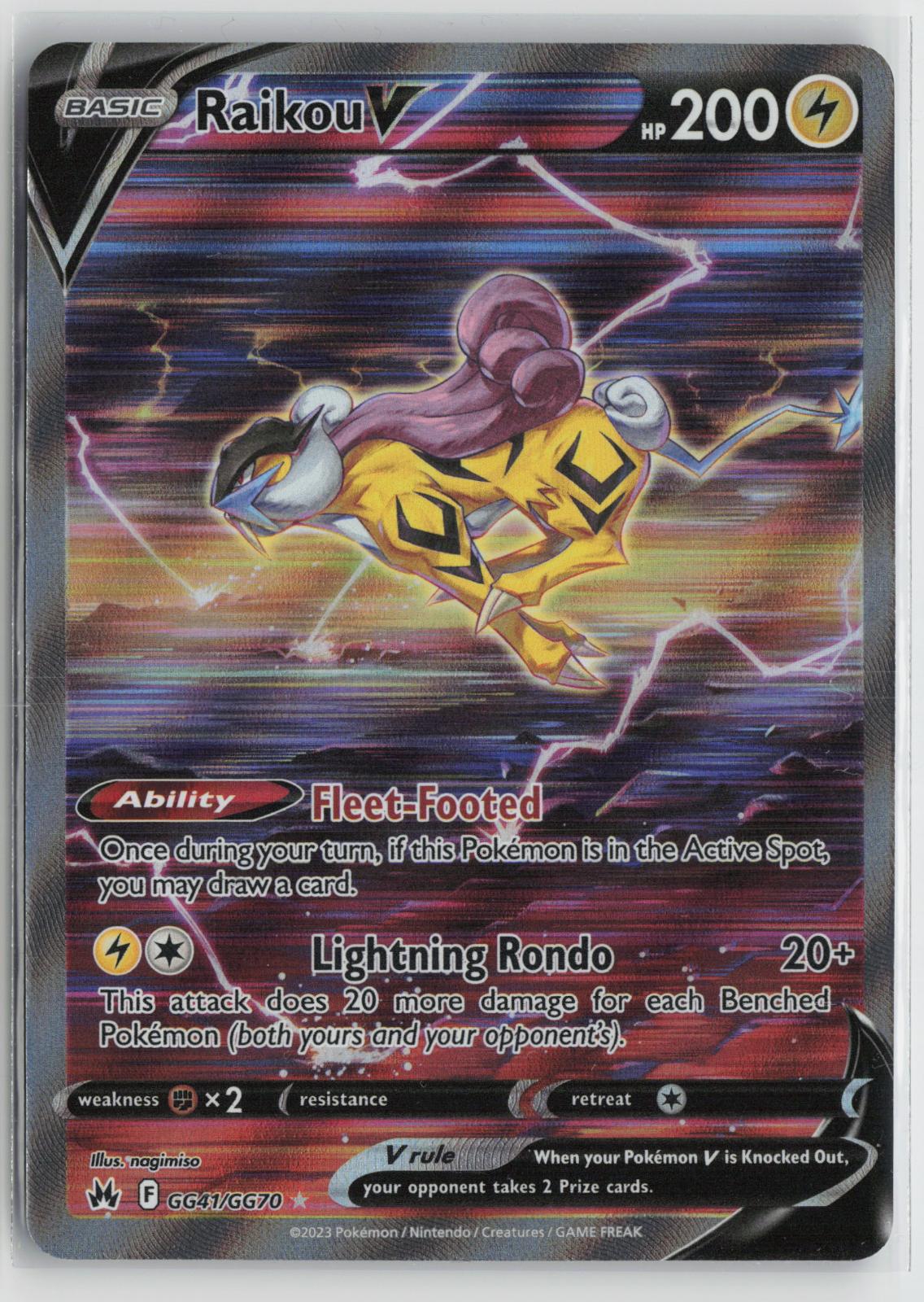 Raikou V GG41/GG70 Holo V Rare Crown Zenith Galarian Gallery Pokemon NM
