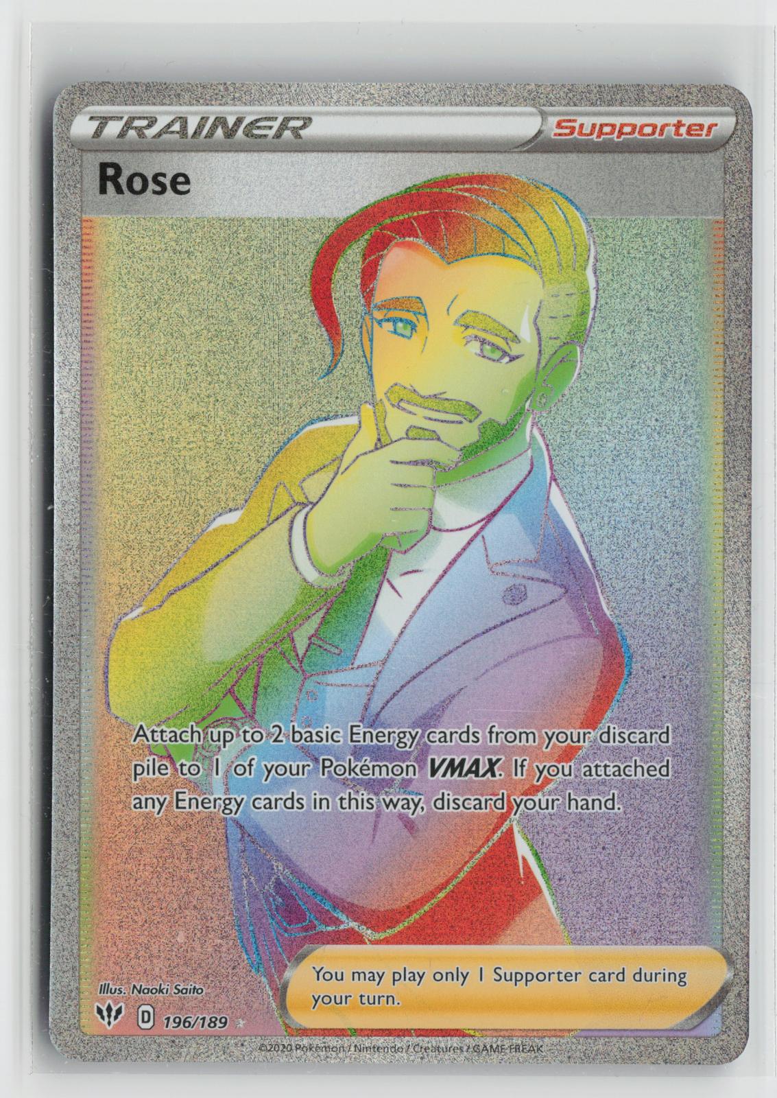 Rose 196/189 Rainbow Rare Darkness Ablaze Pokemon Holo NM