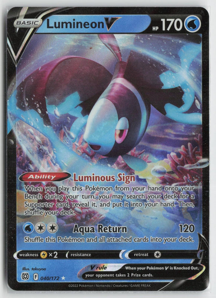 Lumineon V 040/172 Holo V Rare Brilliant Stars Pokemon NM0