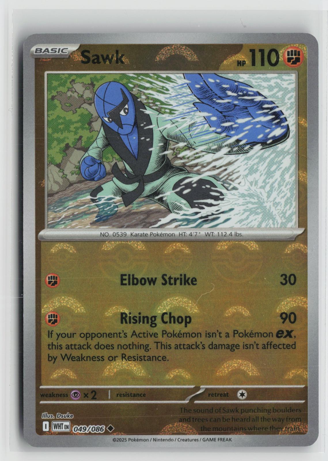 Sawk (Poke Ball Pattern) 049/086 Holo Uncommon White Flare Pokemon NM
