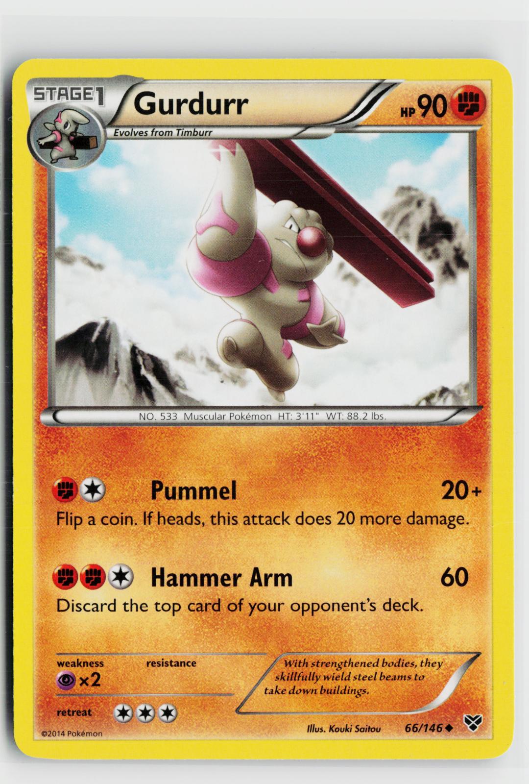 Gurdurr 66/146 XY Base Set NM UC Pokemon