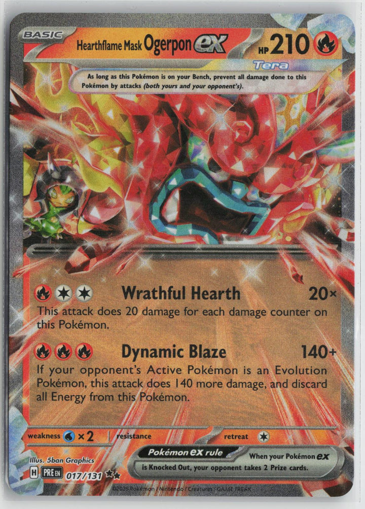 Hearthflame Mask Ogerpon ex 017/131 Holo Prismatic Evolutions Pokemon NM0