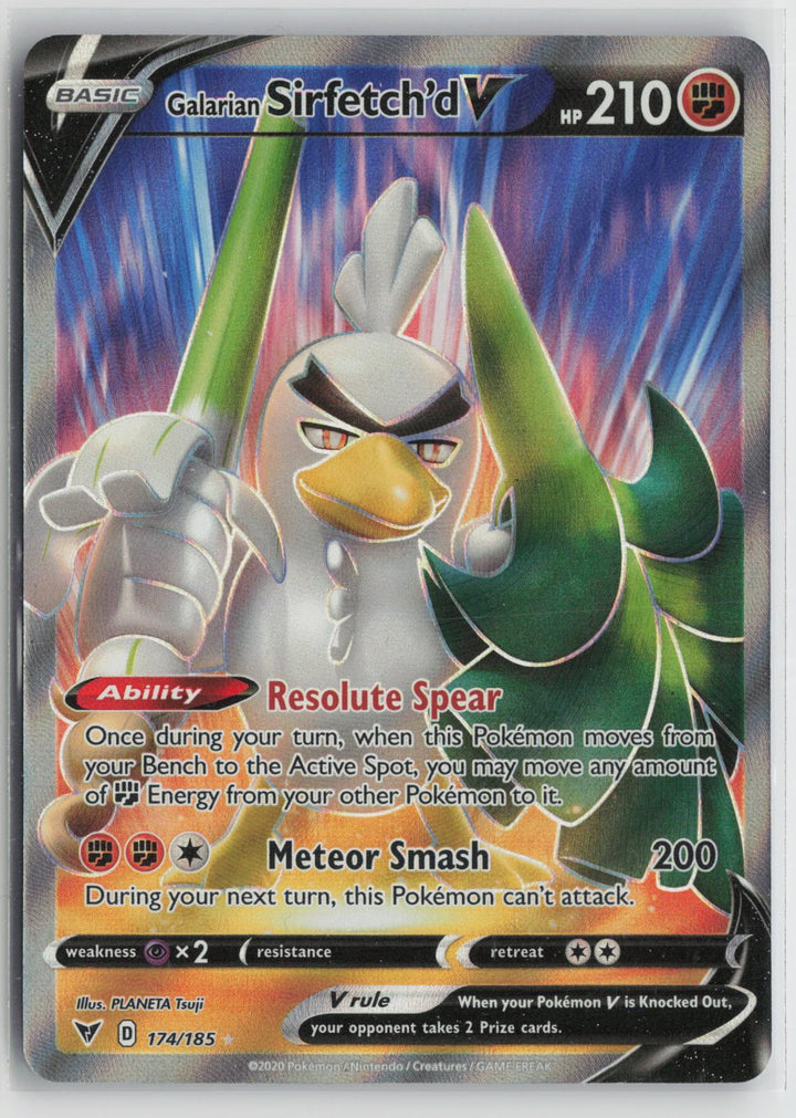 Galarian Sirfetch'd V 174/185 Ultra Rare Vivid Voltage Pokemon Holo NM0