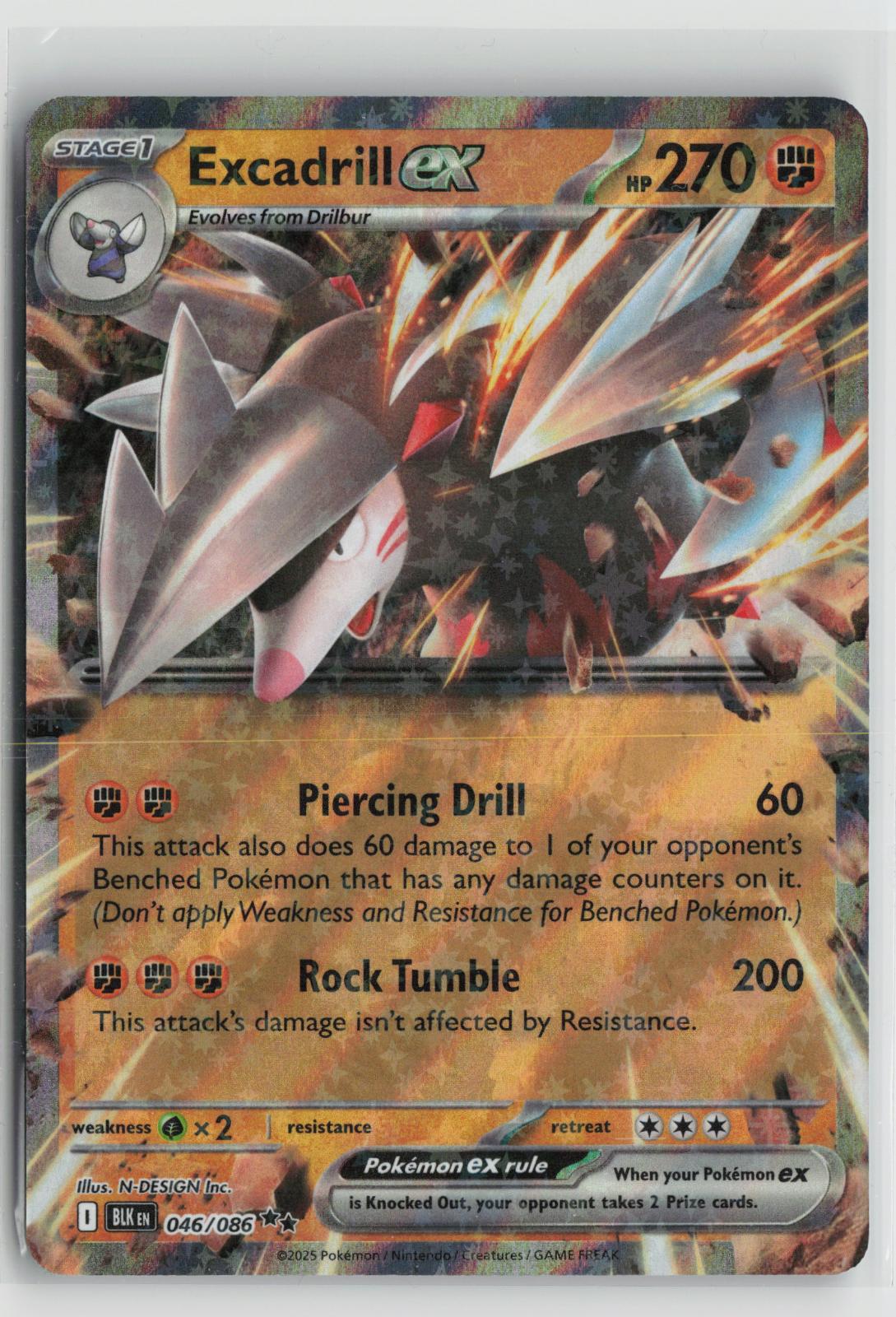 Excadrill ex 046/086 Holo Double Rare Black Bolt Pokemon NM