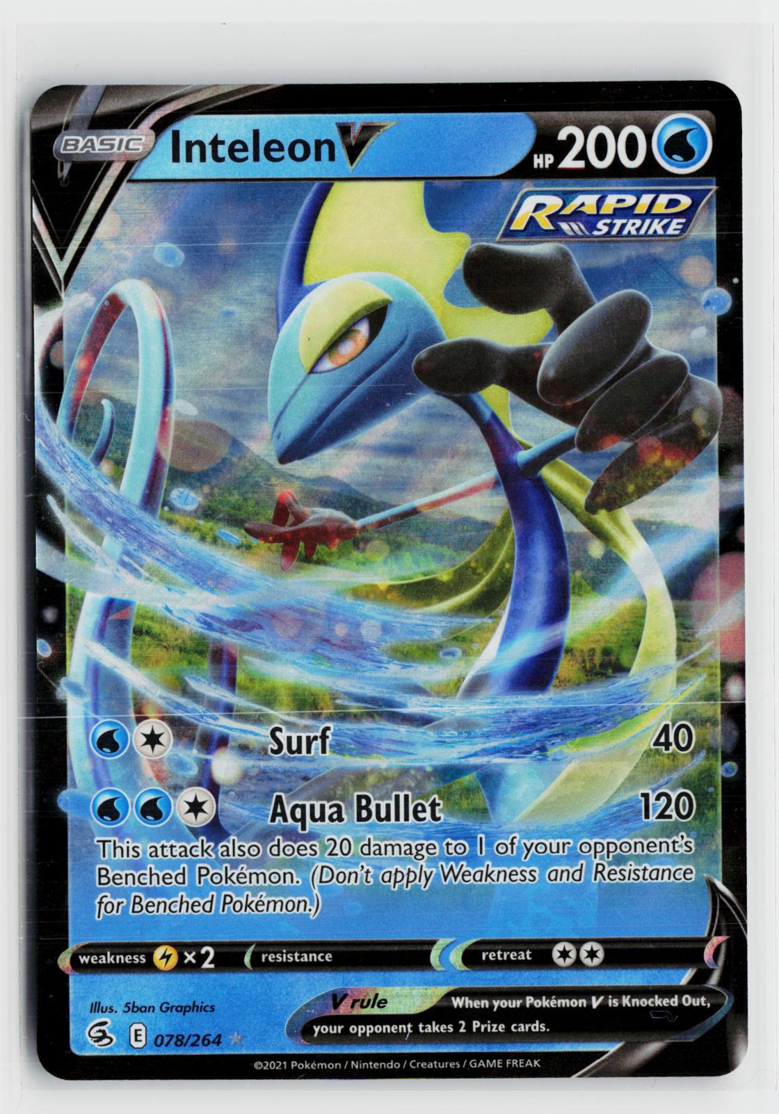 Inteleon V 078/264 Fusion Strike NM Holo V Rare Pokemon