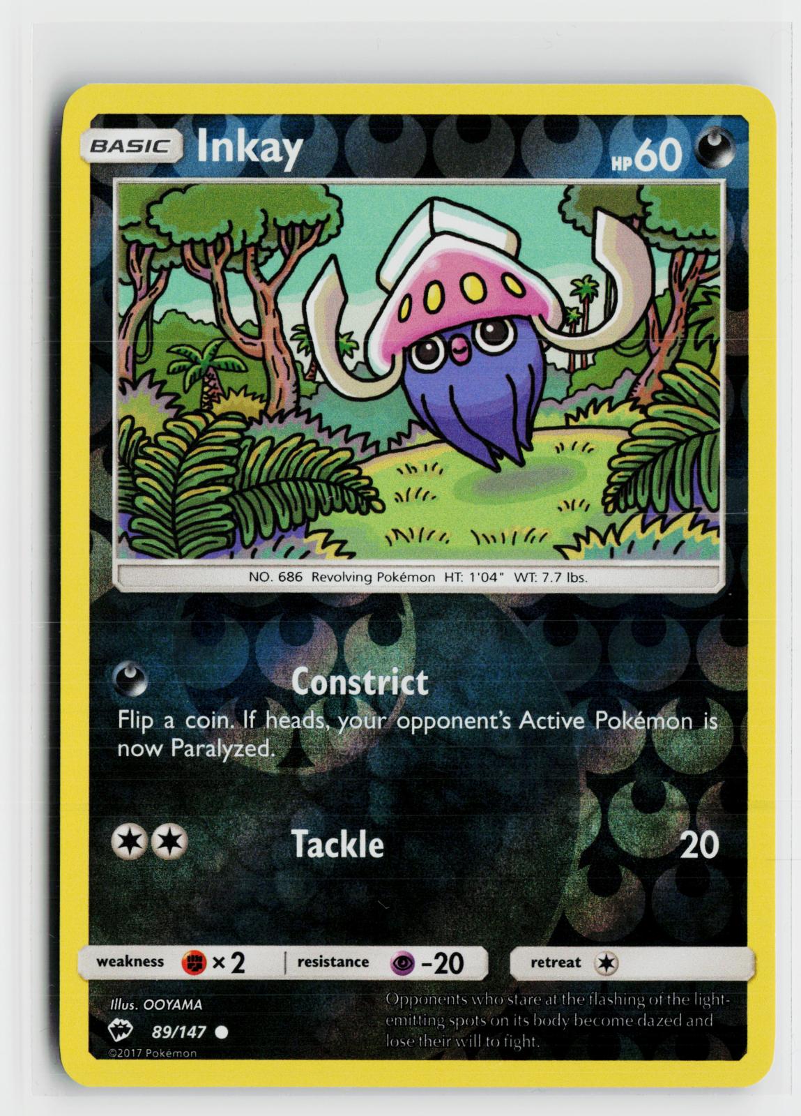 Inkay 89/147 Burning Shadows NM C Reverse Holo Pokemon