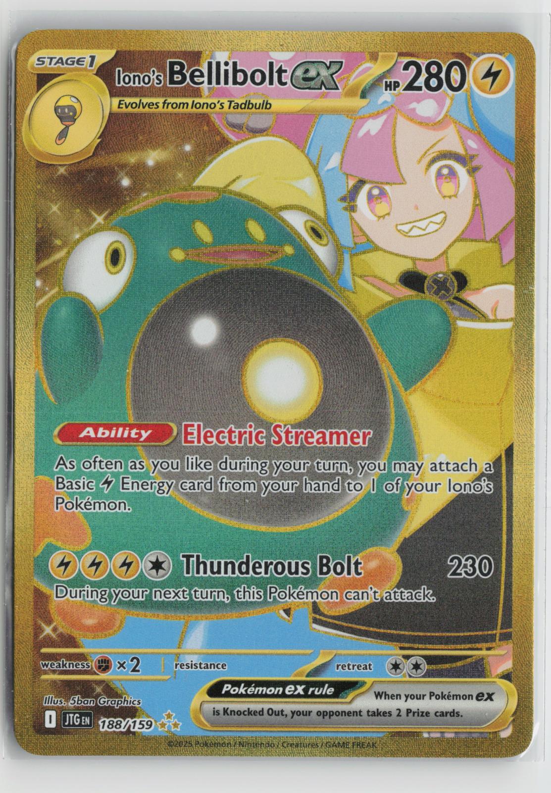 Iono's Bellibolt ex 188/159 Hyper Rare Journey Together Pokemon Holo NM