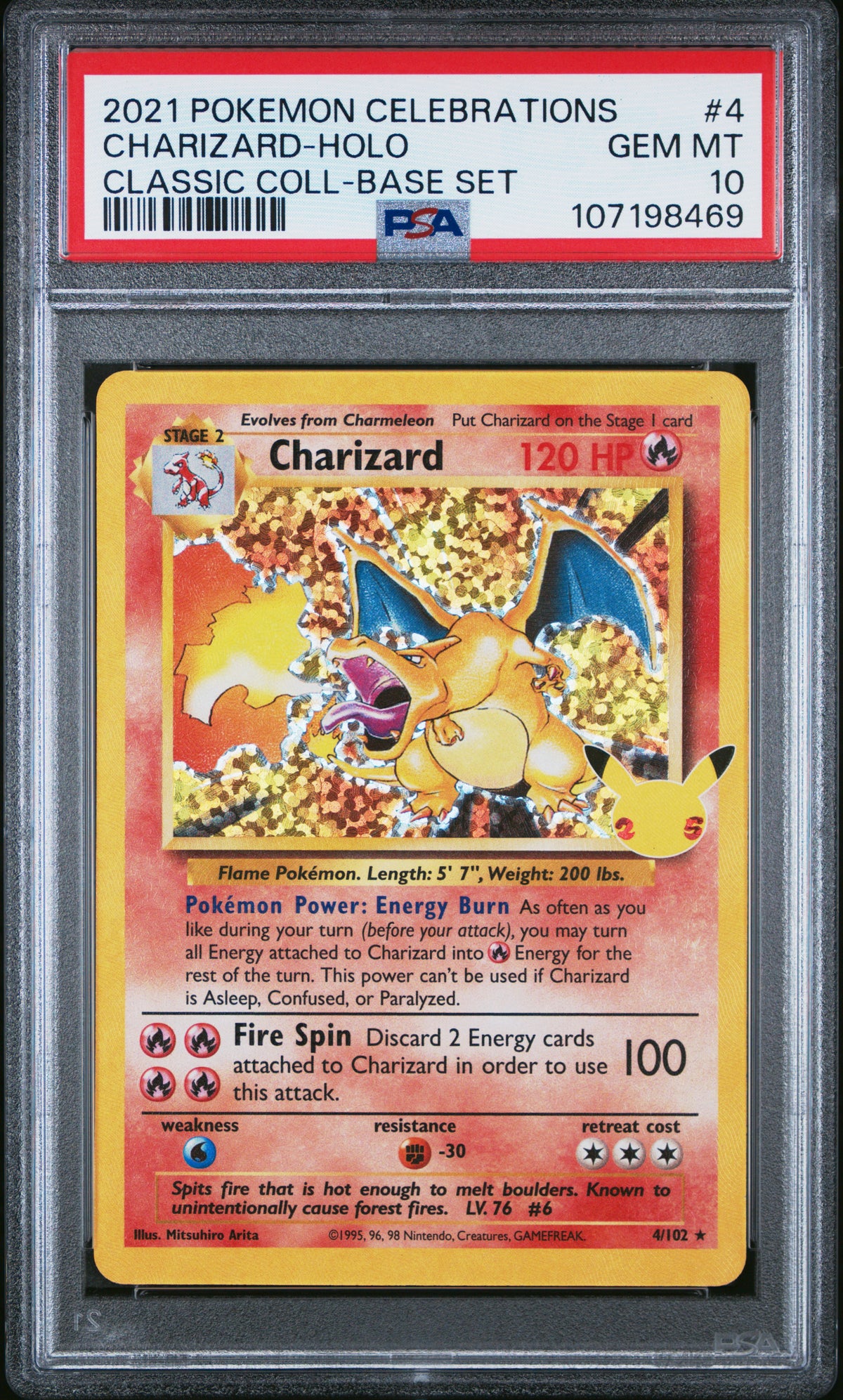 PSA 10 Charizard Holo 4 Celebrations Classic Collection Pokemon