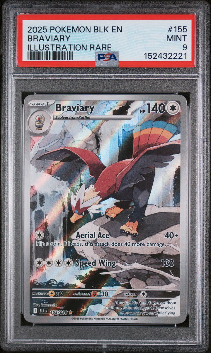 Braviary 155/086 Illustration Rare Black Bolt Pokemon PSA 90