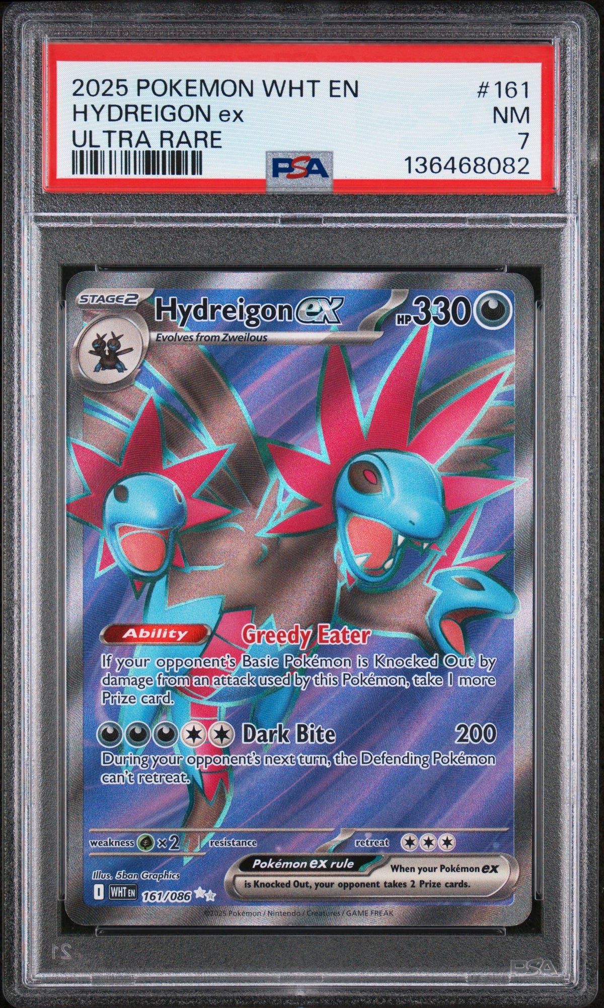 Hydreigon EX 161/086 Ultra Rare Wht En-White Flare Pokemon PSA 7