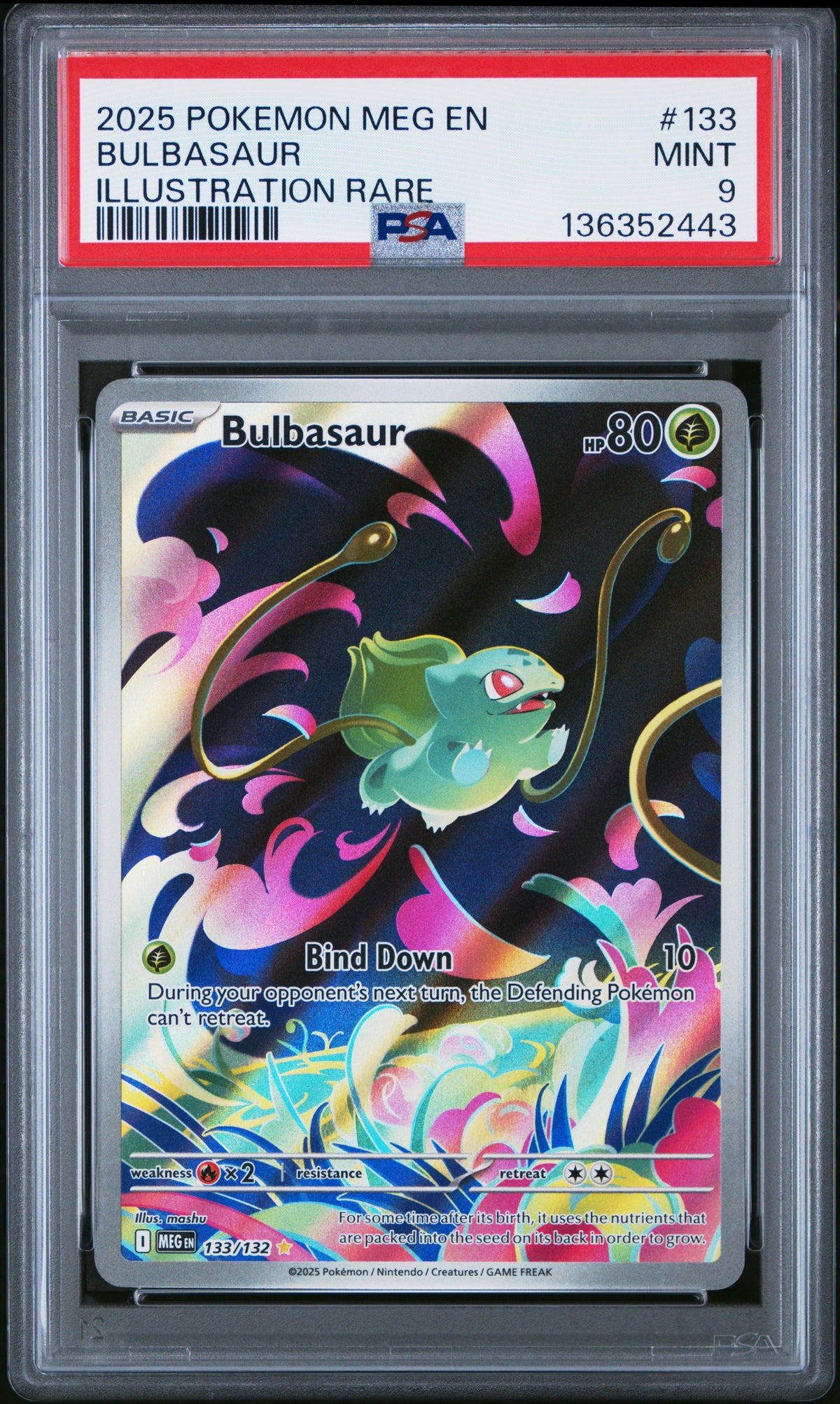 Bulbasaur 133/132 Illustration Rare Mega Evolution Pokemon PSA 9