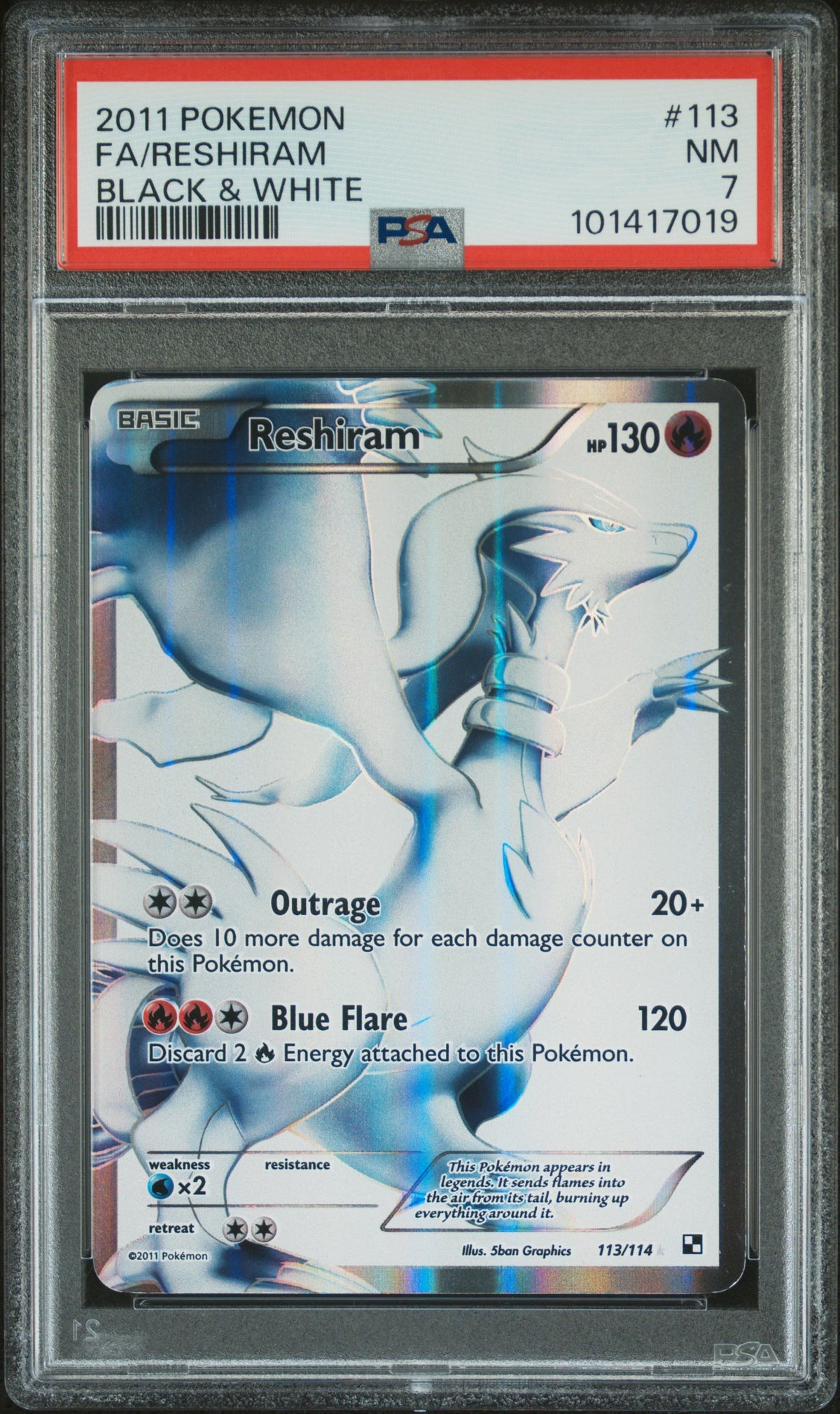 Reshiram 113/114 Black & White Pokemon PSA 7