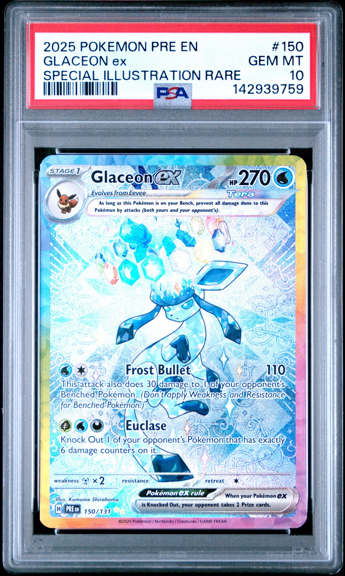 Glaceon EX 150/131 Special Illustration Rare Prismatic Evolutions Pokemon PSA 10