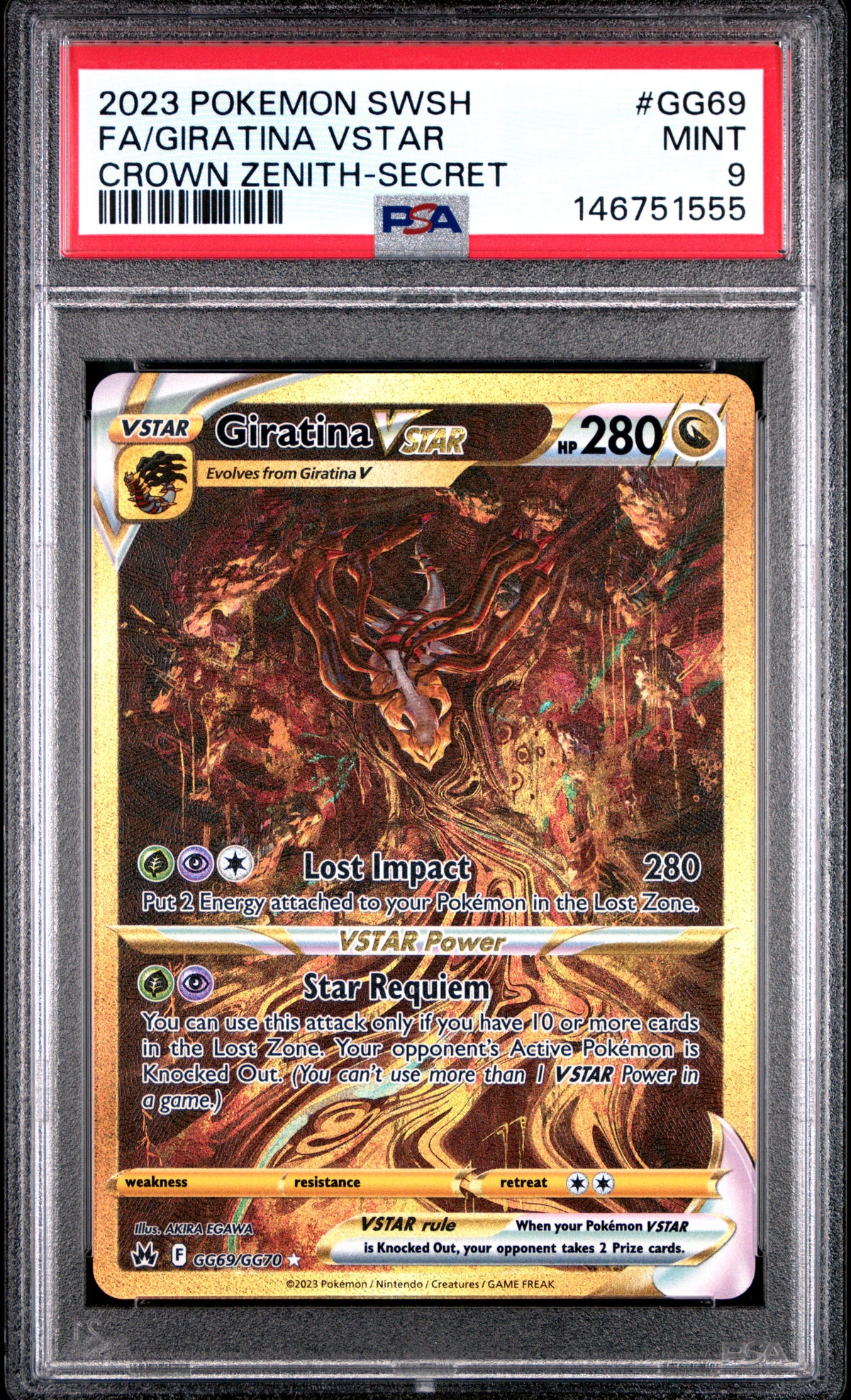 Giratina Vstar GG69/GG70 Secret Sword Shield Crown Zenith Pokemon PSA 9