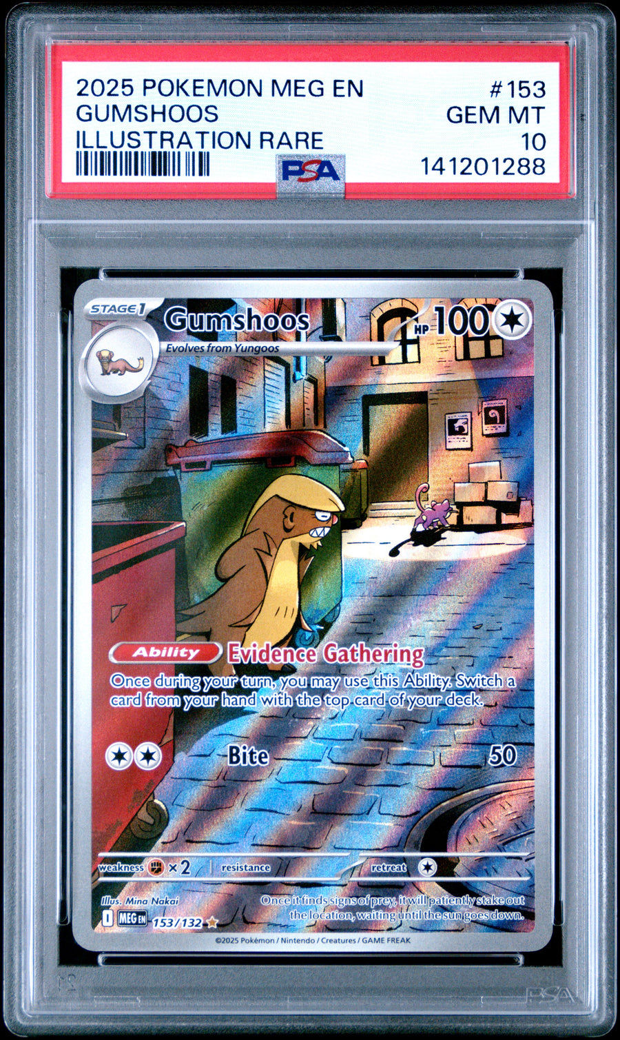 Gumshoos 153/132 Illustration Rare Mega Evolution Pokemon PSA 100