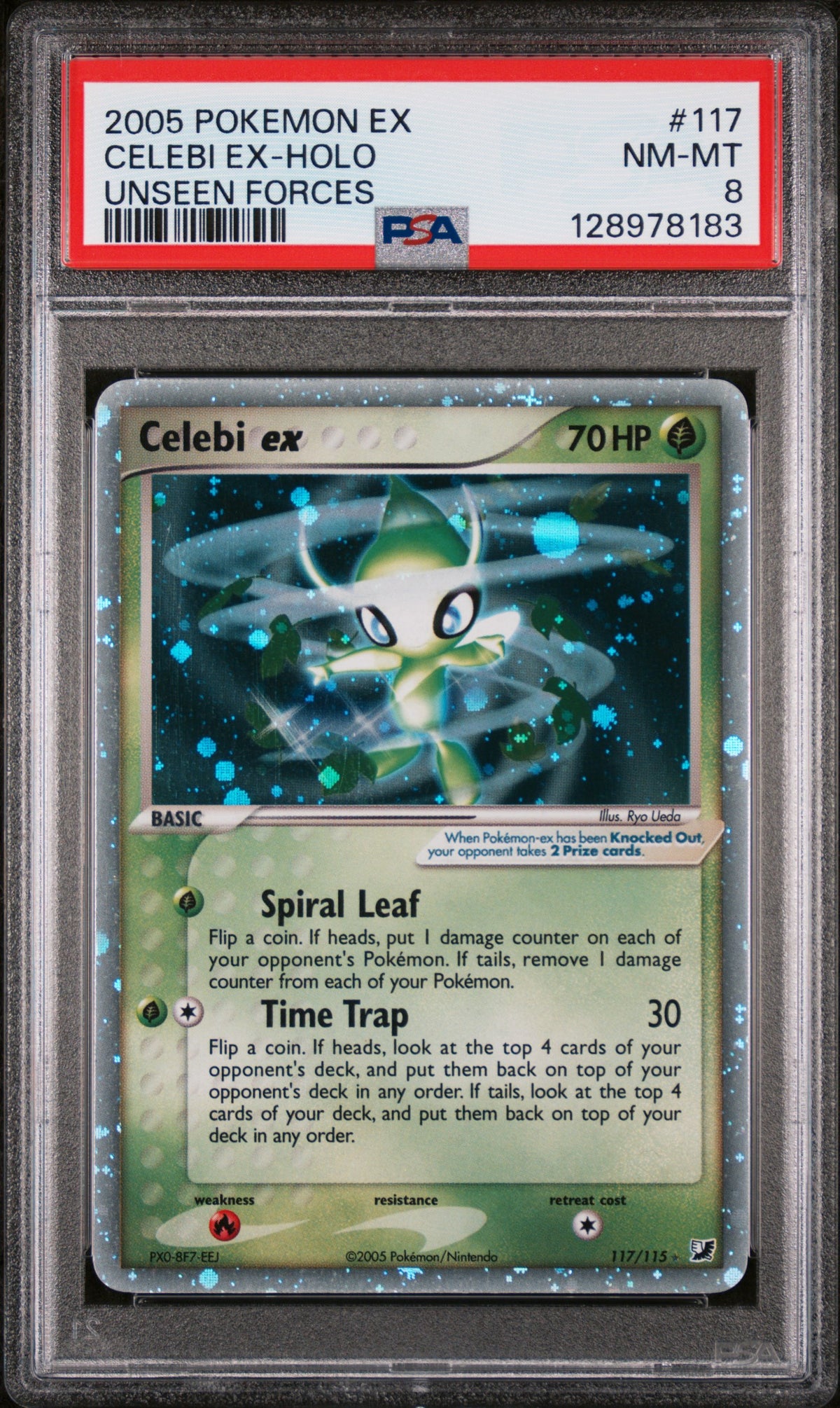 Celebi EX Holo 117/115 Unseen Forces Pokemon PSA 8